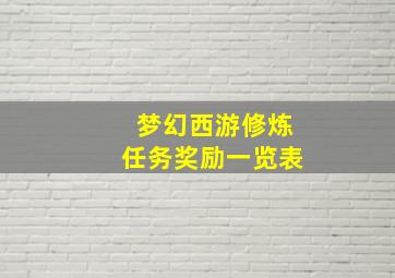 梦幻西游修炼任务奖励一览表