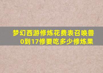 梦幻西游修炼花费表召唤兽0到17修要吃多少修炼果