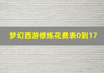 梦幻西游修炼花费表0到17