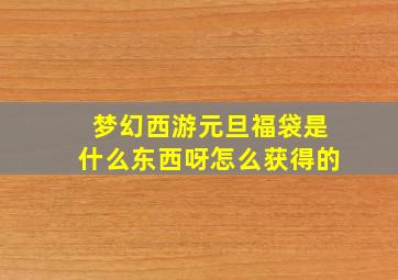 梦幻西游元旦福袋是什么东西呀怎么获得的