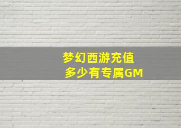 梦幻西游充值多少有专属GM