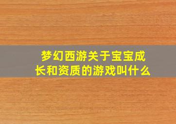 梦幻西游关于宝宝成长和资质的游戏叫什么