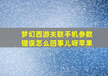 梦幻西游关联手机参数错误怎么回事儿呀苹果