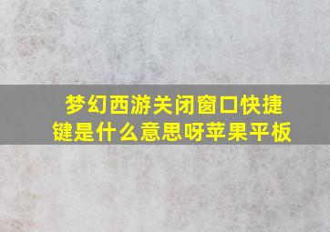 梦幻西游关闭窗口快捷键是什么意思呀苹果平板