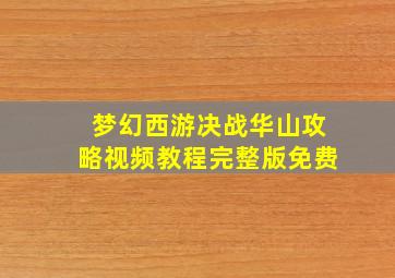 梦幻西游决战华山攻略视频教程完整版免费