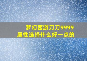 梦幻西游刀刀9999属性选择什么好一点的