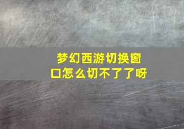 梦幻西游切换窗口怎么切不了了呀