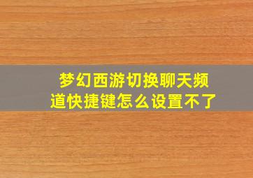 梦幻西游切换聊天频道快捷键怎么设置不了