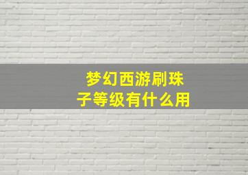 梦幻西游刷珠子等级有什么用