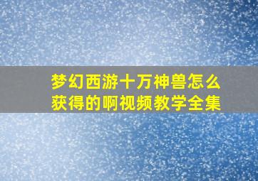 梦幻西游十万神兽怎么获得的啊视频教学全集