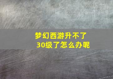 梦幻西游升不了30级了怎么办呢