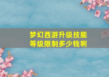 梦幻西游升级技能等级限制多少钱啊