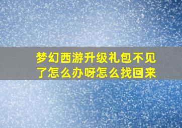 梦幻西游升级礼包不见了怎么办呀怎么找回来