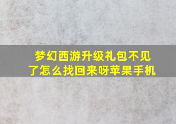 梦幻西游升级礼包不见了怎么找回来呀苹果手机