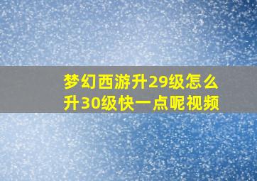 梦幻西游升29级怎么升30级快一点呢视频