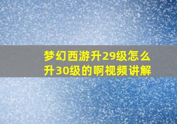 梦幻西游升29级怎么升30级的啊视频讲解