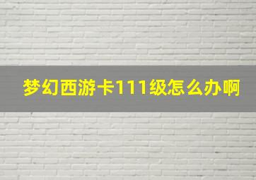 梦幻西游卡111级怎么办啊