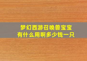 梦幻西游召唤兽宝宝有什么用啊多少钱一只