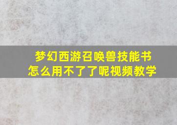 梦幻西游召唤兽技能书怎么用不了了呢视频教学