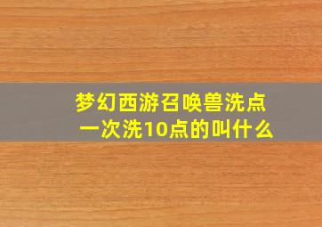 梦幻西游召唤兽洗点一次洗10点的叫什么