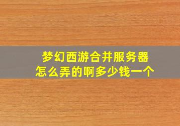 梦幻西游合并服务器怎么弄的啊多少钱一个