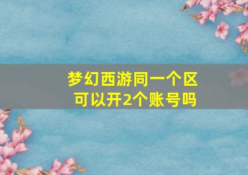 梦幻西游同一个区可以开2个账号吗