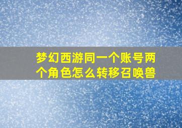 梦幻西游同一个账号两个角色怎么转移召唤兽