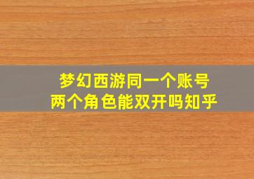 梦幻西游同一个账号两个角色能双开吗知乎