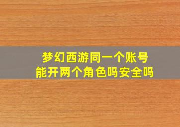 梦幻西游同一个账号能开两个角色吗安全吗