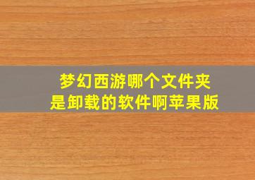 梦幻西游哪个文件夹是卸载的软件啊苹果版