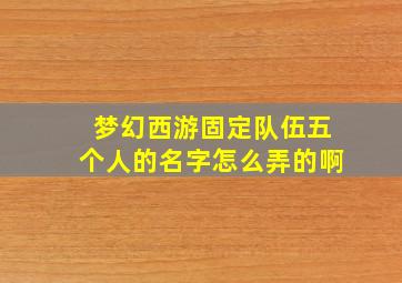 梦幻西游固定队伍五个人的名字怎么弄的啊