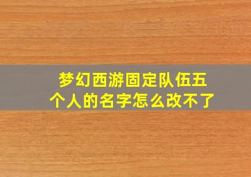 梦幻西游固定队伍五个人的名字怎么改不了