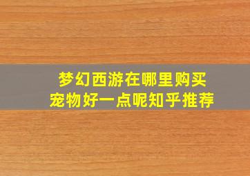 梦幻西游在哪里购买宠物好一点呢知乎推荐