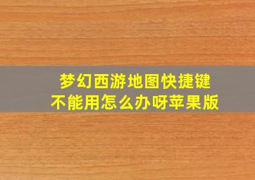 梦幻西游地图快捷键不能用怎么办呀苹果版