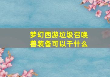 梦幻西游垃圾召唤兽装备可以干什么