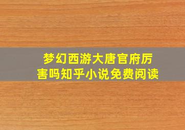 梦幻西游大唐官府厉害吗知乎小说免费阅读