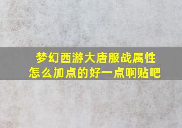 梦幻西游大唐服战属性怎么加点的好一点啊贴吧