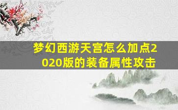 梦幻西游天宫怎么加点2020版的装备属性攻击