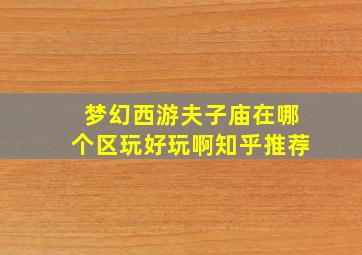 梦幻西游夫子庙在哪个区玩好玩啊知乎推荐