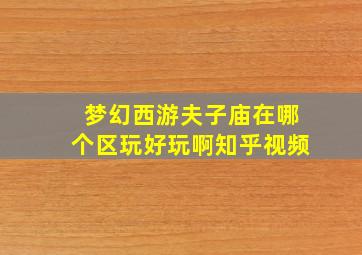 梦幻西游夫子庙在哪个区玩好玩啊知乎视频