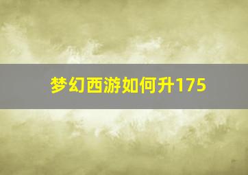 梦幻西游如何升175