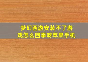 梦幻西游安装不了游戏怎么回事呀苹果手机