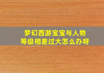 梦幻西游宝宝与人物等级相差过大怎么办呀