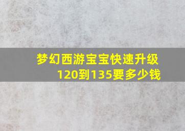 梦幻西游宝宝快速升级120到135要多少钱