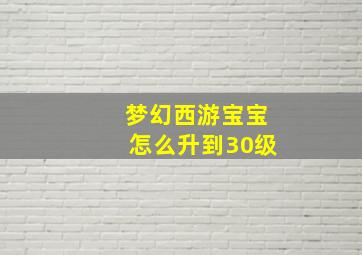 梦幻西游宝宝怎么升到30级