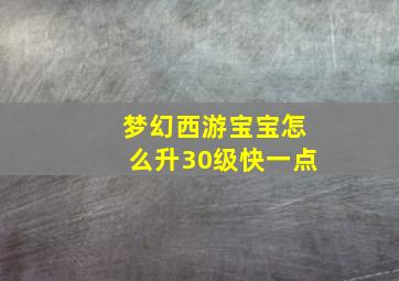 梦幻西游宝宝怎么升30级快一点