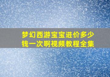 梦幻西游宝宝进价多少钱一次啊视频教程全集