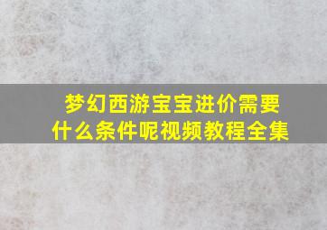 梦幻西游宝宝进价需要什么条件呢视频教程全集