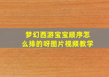 梦幻西游宝宝顺序怎么排的呀图片视频教学