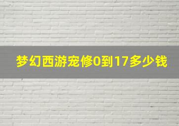 梦幻西游宠修0到17多少钱